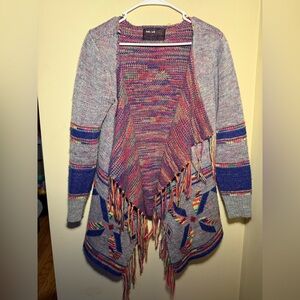 Rocks & Indigo Neon Aztec Cardigan | Size XS | Free People Boho Knit Fringe